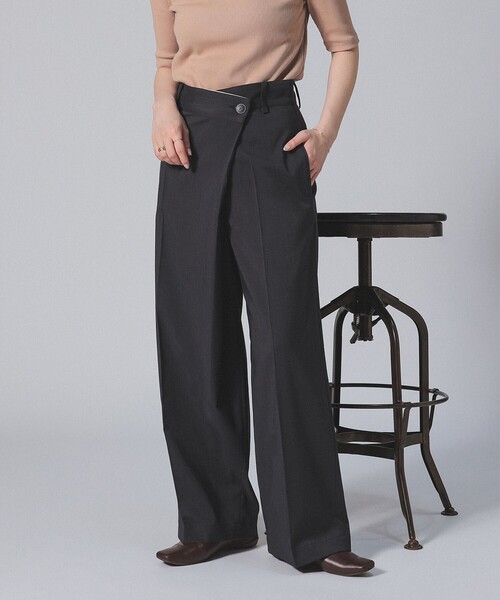 Demi-Luxe BEAMS リネンリラクシーパンツ 黒 ワイドパンツ 38 Demi