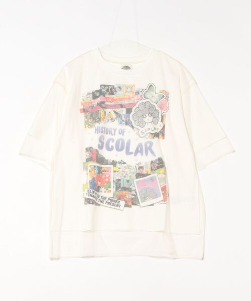 トップス SALE ScoLar スカラー 152619 スカラーちゃんヒストリー柄 チュール重ねプルオーバー カジュアル ポップ 原宿系 個性的 ポイント ScoLar トップス SALE スカラー 152619 スカラーちゃん