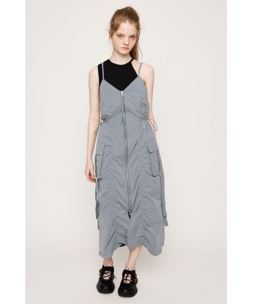 FRONT ZIP GATHER CAMI OP フロント ジップ ギャザー キャミ