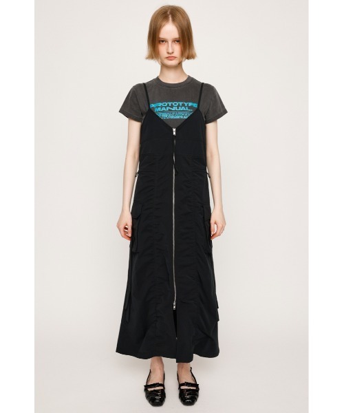 FRONT ZIP GATHER CAMI OP フロント ジップ ギャザー キャミ