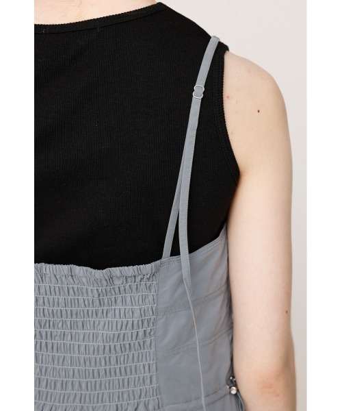 SLY（スライ）の「FRONT ZIP GATHER CAMI OP フロント ジップ ギャザー キャミ ワンピース キャミワンピ 夏服（ワンピース・レディース・グレー/ブラック・FREE）」の5枚目の写真