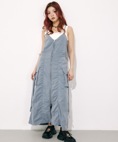 セール】FRONT ZIP GATHER CAMI OP フロント ジップ ギャザー