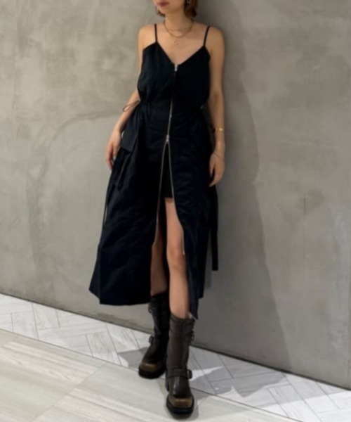 SLY（スライ）の「FRONT ZIP GATHER CAMI OP フロント ジップ ギャザー キャミ ワンピース キャミワンピ 夏服（ワンピース・レディース・グレー/ブラック・FREE）」の18枚目の写真