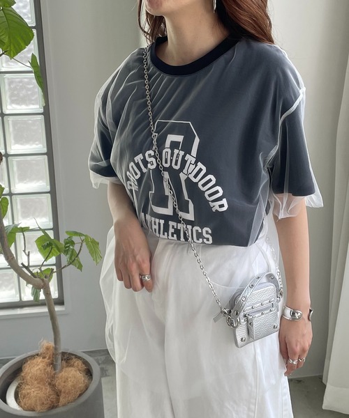 210nouve(トゥージュヌーブ)の「チュールレイヤードカレッジプリントTシャツ(Tシャツ/カットソー・レディース・イエロー/アイボリー/ブラック・FREE)」の10枚目の写真