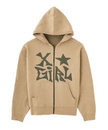 X-girl | JACQUARD KNIT ZIP UP HOODIE(ニット/セーター)