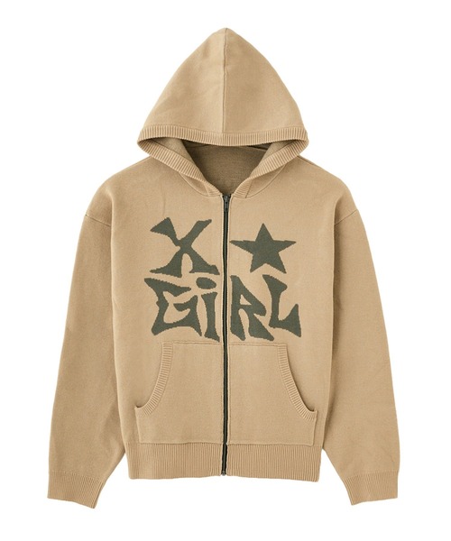 JACQUARD KNIT ZIP UP HOODIE（ニット/セーター）｜X-girl（エックス
