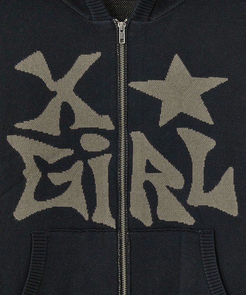 セール】JACQUARD KNIT ZIP UP HOODIE（ニット/セーター）｜X-girl