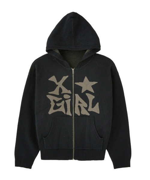 JACQUARD KNIT ZIP UP HOODIE（ニット/セーター）｜X-girl（エックス