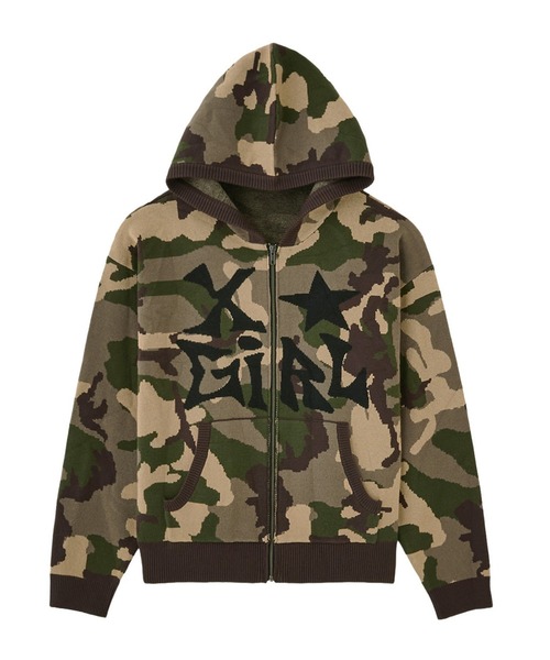 JACQUARD KNIT ZIP UP HOODIE（ニット/セーター）｜X-girl（エックス