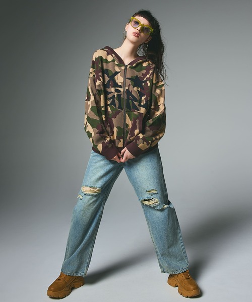 JACQUARD KNIT ZIP UP HOODIE（ニット/セーター）｜X-girl（エックス