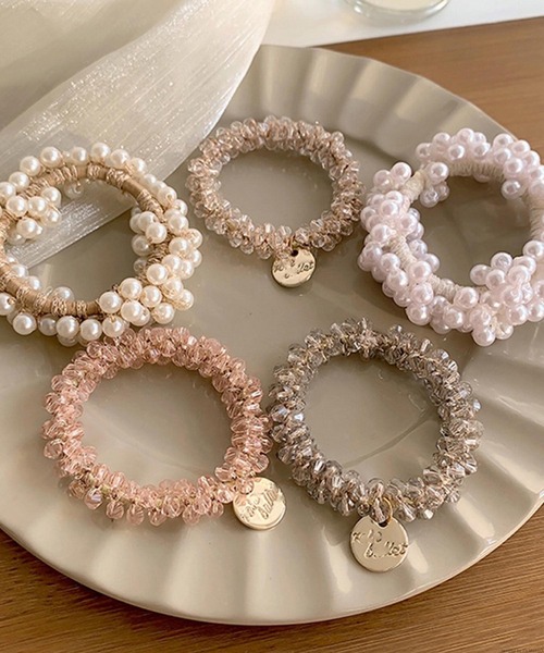 TONE SELECT GOODS（トーンセレクトグッズ）の「pur chouchou/パール ビーズ ヘアゴム シュシュ P4475（シュシュ・レディース・ベージュ/ホワイト/ブラウン/ピンク/グレー・FREE）」の8枚目の写真