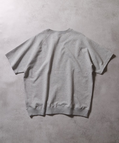 naptime刺繍グレーラグランスリーブトレーナー 刺繍ハーフジップ