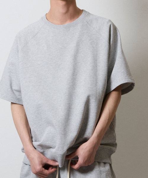 FIRM COTTON LIGHT SHORT PILE RAGLAN SHORT SLEEVE SWEATSHIRT / EASY