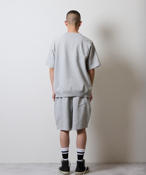 FIRM COTTON LIGHT SHORT PILE RAGLAN SHORT SLEEVE SWEATSHIRT / EASY