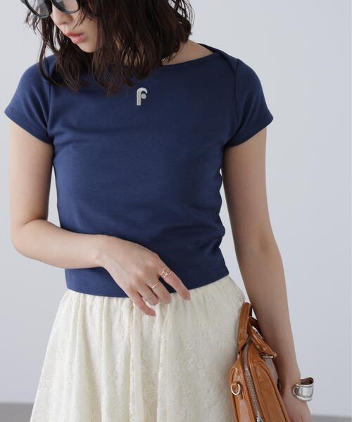 FREE'S MART(フリーズマート)の「◆ワンポイント刺繍ボートネックカットソー(Tシャツ/カットソー・レディース・ネイビー/グレー系その他/ブラック系その他・FREE)」の10枚目の写真