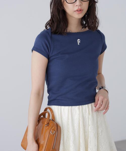 FREE'S MART(フリーズマート)の「◆ワンポイント刺繍ボートネックカットソー(Tシャツ/カットソー・レディース・ネイビー/グレー系その他/ブラック系その他・FREE)」の9枚目の写真