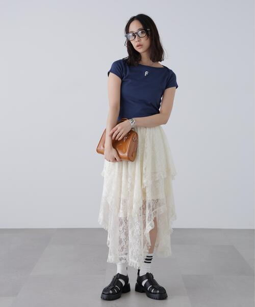 FREE'S MART(フリーズマート)の「◆ワンポイント刺繍ボートネックカットソー(Tシャツ/カットソー・レディース・ネイビー/グレー系その他/ブラック系その他・FREE)」の4枚目の写真