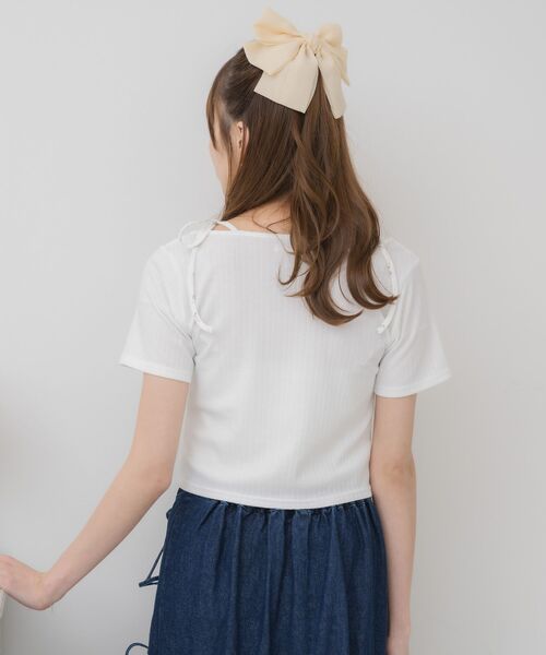 ems excite（エムズエキサイト）の「肩リボンキャミドッキングCT（Tシャツ/カットソー・レディース・ブラック/オフホワイト/レッド・FREE）」の11枚目の写真