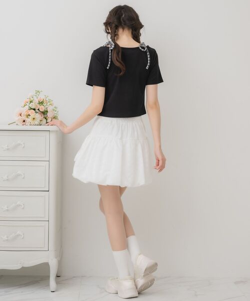 ems excite（エムズエキサイト）の「肩リボンキャミドッキングCT（Tシャツ/カットソー・レディース・ブラック/オフホワイト/レッド・FREE）」の15枚目の写真