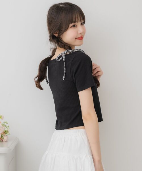 ems excite（エムズエキサイト）の「肩リボンキャミドッキングCT（Tシャツ/カットソー・レディース・ブラック/オフホワイト/レッド・FREE）」の17枚目の写真