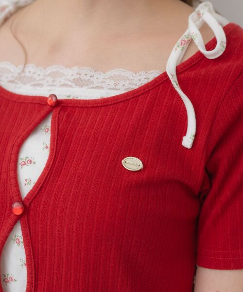 ems excite（エムズエキサイト）の「肩リボンキャミドッキングCT（Tシャツ/カットソー・レディース・ブラック/オフホワイト/レッド・FREE）」の22枚目の写真