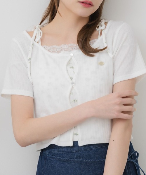 セール】肩リボンキャミドッキングCT（Tシャツ/カットソー