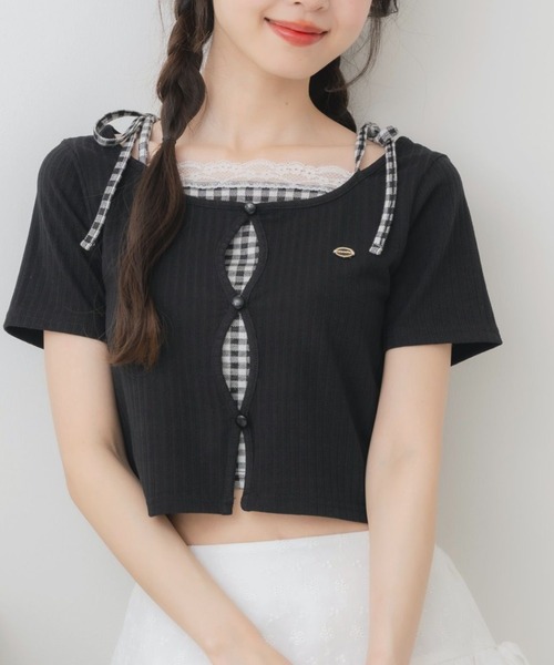 未使用タグ付‼️ Asymmetric Ribbon Top Mサイズ JEANASIS（ジーナシス）の「12Gミラノリブショートカーディガン