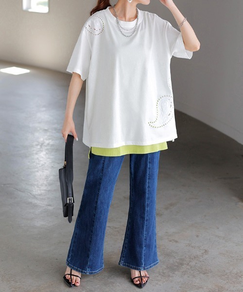 HUG.U(ハグユー)の「ひんやり刺繍半袖T(Tシャツ/カットソー・レディース・ブラック/ホワイト・FREE)」の15枚目の写真