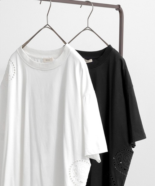 HUG.U(ハグユー)の「ひんやり刺繍半袖T(Tシャツ/カットソー・レディース・ブラック/ホワイト・FREE)」の5枚目の写真