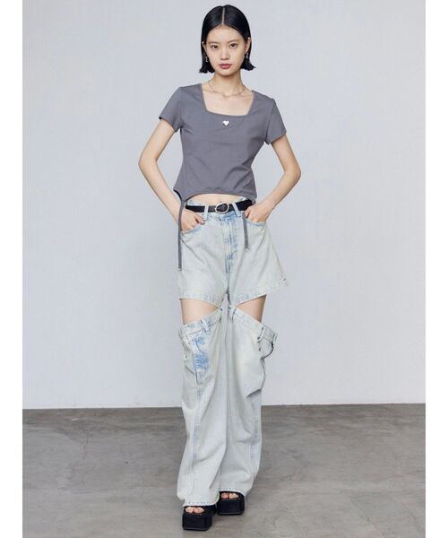 EMODA（エモダ）の「サイドオープンルーズジーンズ（デニムパンツ・レディース・ライトブルー/ブラック・SMALL/MEDIUM）」の14枚目の写真