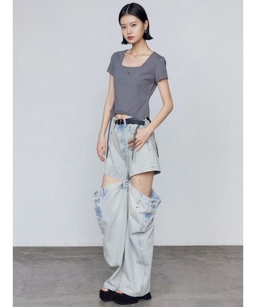 EMODA（エモダ）の「サイドオープンルーズジーンズ（デニムパンツ・レディース・ライトブルー/ブラック・SMALL/MEDIUM）」の15枚目の写真