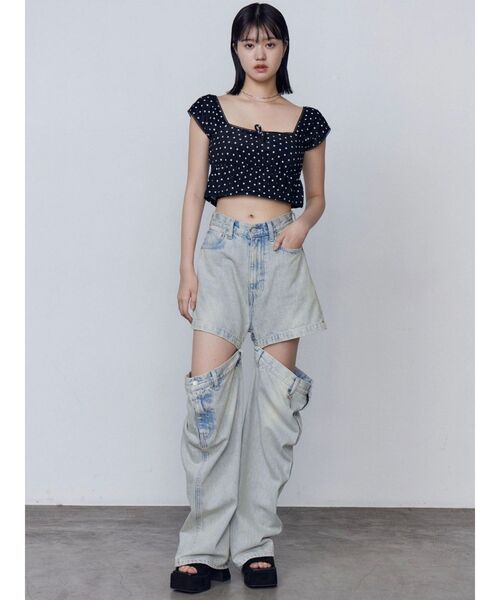EMODA（エモダ）の「サイドオープンルーズジーンズ（デニムパンツ・レディース・ライトブルー/ブラック・SMALL/MEDIUM）」の19枚目の写真
