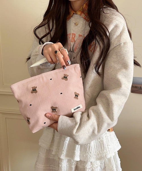 Mignonjour/くまコーデュロイミニポーチM2595（ポーチ）｜VIBGYOR