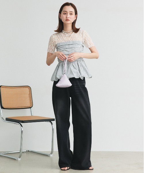 ad thie(アドティエ)の「ハーフスリーブ レースカットソー(Tシャツ/カットソー・レディース・オフホワイト/ブラック/アイボリー・FREE)」の10枚目の写真