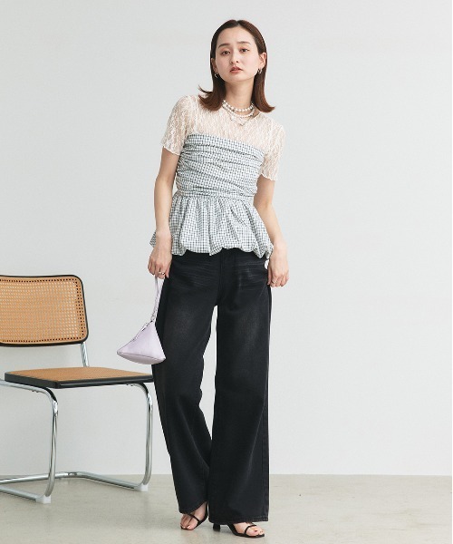 ad thie(アドティエ)の「ハーフスリーブ レースカットソー(Tシャツ/カットソー・レディース・オフホワイト/ブラック/アイボリー・FREE)」の11枚目の写真