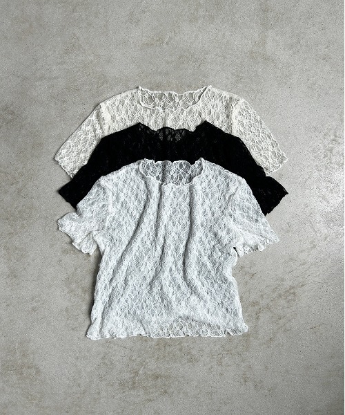 ad thie(アドティエ)の「ハーフスリーブ レースカットソー(Tシャツ/カットソー・レディース・オフホワイト/ブラック/アイボリー・FREE)」の19枚目の写真