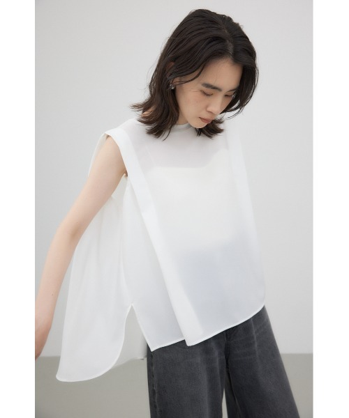 crie conforto(クリーコンフォルト)の「ショルダータックフレアープルオーバー(Tシャツ/カットソー・レディース・ホワイト/ブラック・FREE)」の2枚目の写真
