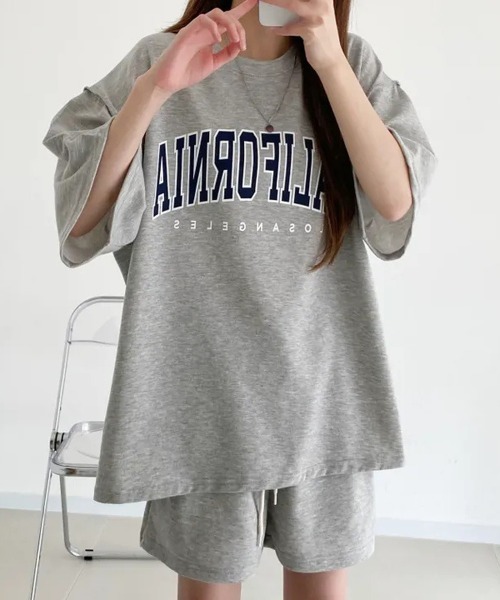 NEW GENTLEMAN(ニュージェントルマン)の「【2点SET】CALIFORNIA セットアップ T&ショーツ(Tシャツ/カットソー・メンズ・ライトグレー/ブラック/グレー・M/L/XL)」の3枚目の写真