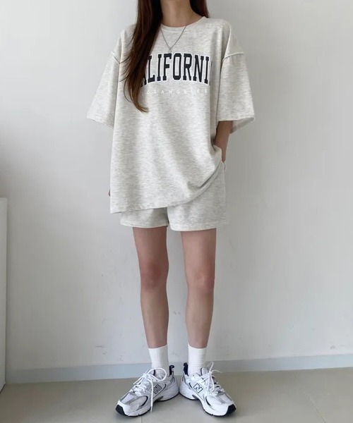 NEW GENTLEMAN(ニュージェントルマン)の「【2点SET】CALIFORNIA セットアップ T&ショーツ(Tシャツ/カットソー・メンズ・ライトグレー/ブラック/グレー・M/L/XL)」の7枚目の写真