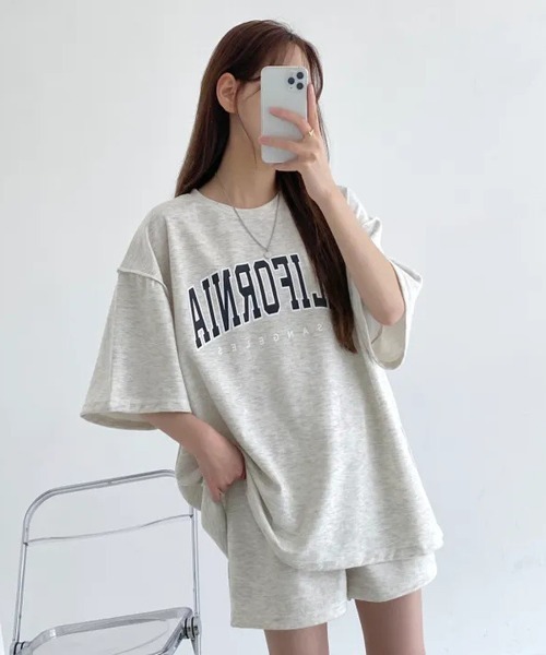 NEW GENTLEMAN(ニュージェントルマン)の「【2点SET】CALIFORNIA セットアップ T&ショーツ(Tシャツ/カットソー・メンズ・ライトグレー/ブラック/グレー・M/L/XL)」の5枚目の写真