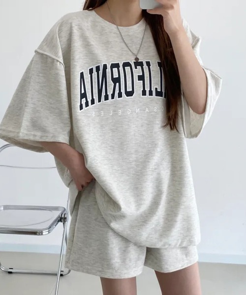 NEW GENTLEMAN(ニュージェントルマン)の「【2点SET】CALIFORNIA セットアップ T&ショーツ(Tシャツ/カットソー・メンズ・ライトグレー/ブラック/グレー・M/L/XL)」の6枚目の写真