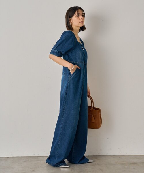 ラウンジドレス　デニムオールインワン デニムパフオールインワン（ワンピース）｜LOUNGEDRESS
