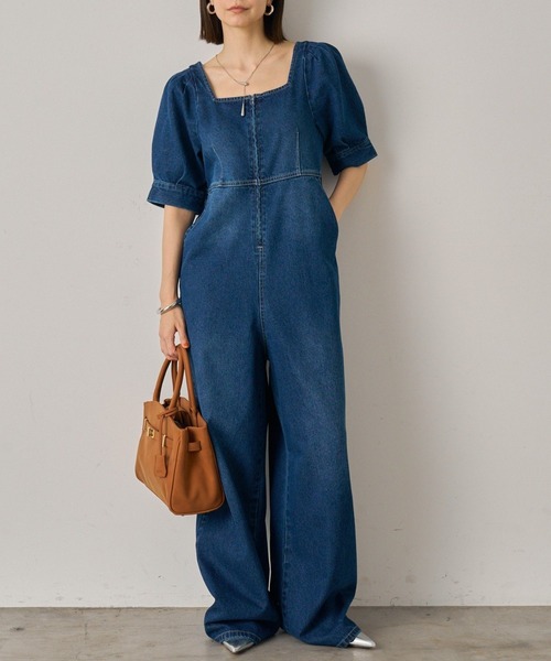 LOUNGEDRESS ラウンジドレス デニムオールインワン デニムパフオールインワン(つなぎ/オールインワン