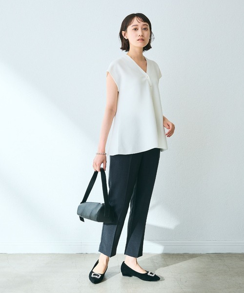 CROSS FUNCTION（クロスファンクション）の「《洗える》ペプラムニットベスト【CROSS FUNCTION/クロスファンクション】（ベスト・レディース・ブラック/オフホワイト/アイボリー・M/L/LL）」の18枚目の写真