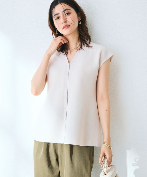 CROSS FUNCTION（クロスファンクション）の「《洗える》ペプラムニットベスト【CROSS FUNCTION/クロスファンクション】（ベスト・レディース・ブラック/オフホワイト/アイボリー・M/L/LL）」の21枚目の写真