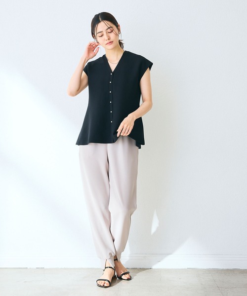 CROSS FUNCTION（クロスファンクション）の「《洗える》ペプラムニットベスト【CROSS FUNCTION/クロスファンクション】（ベスト・レディース・ブラック/オフホワイト/アイボリー・M/L/LL）」の12枚目の写真