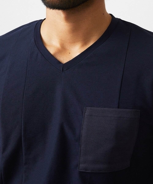 MICHEL KLEIN HOMME (ミッシェルクランオム)の「リネン混Vネックカットソー(Tシャツ/カットソー・メンズ・ライトブルー/ネイビー・MEDIUM/LARGE/X-LARGE)」の9枚目の写真