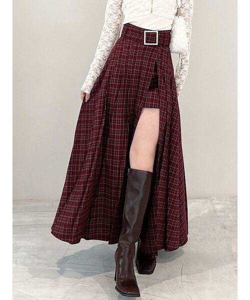 RESEXXY（リゼクシー）の「ワイドプリーツレイヤードフレアスカート（スカート・レディース・グレー/ブラック/レッド・FREE）」の3枚目の写真