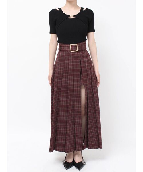 RESEXXY（リゼクシー）の「ワイドプリーツレイヤードフレアスカート（スカート・レディース・グレー/ブラック/レッド・FREE）」の8枚目の写真