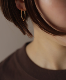 Lilas（リラ）　ゴールド フープピアス オーバルフープピアスS K10（両耳）（ピアス（両耳用））｜Lilas